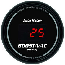 Load image into Gallery viewer, AutoMeter GAUGE, VAC/BOOST, 2 1/16&quot;, 30INHG-30PSI, DIGITAL, BLACK DIAL W/ RED LED