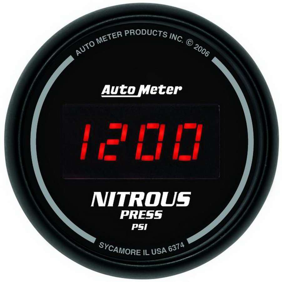 AutoMeter GAUGE, NITROUS PRESSURE, 2 1/16", 1600PSI, DIGITAL, BLACK DIAL W/ RED LED