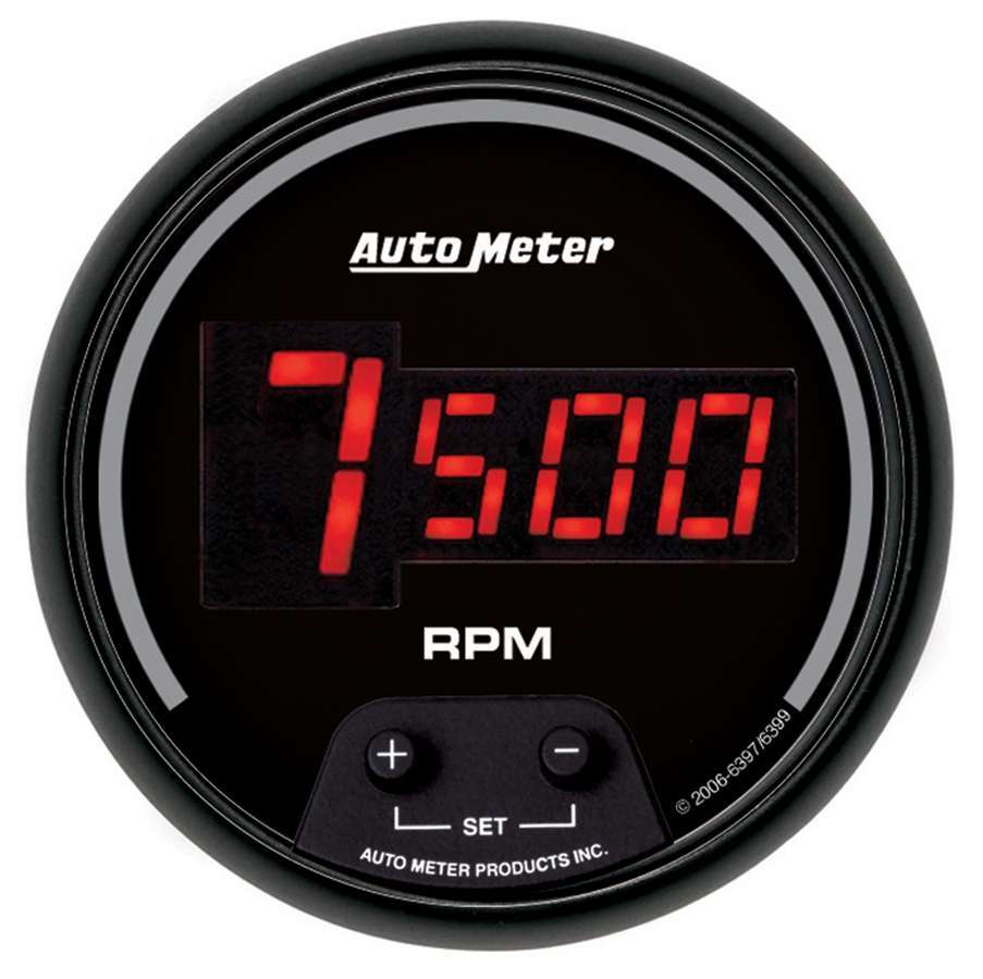 AutoMeter GAUGE, TACH, 3 3/8", 10K RPM, IN-DASH, DIGITAL, BLACK DIAL W/ RED LED