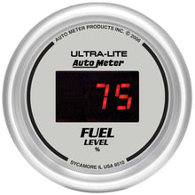 Cargar imagen en el visor de la galería, AutoMeter GAUGE, FUEL LEVEL, 2 1/16&quot; , 0-280O PROGRAM., DIGITAL, SILVER DIAL W/ RED LED