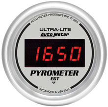 Load image into Gallery viewer, AutoMeter GAUGE, PYROMETER (EGT), 2 1/16&quot;, 1600 Degrees F, DIGITAL, SILVER DIAL W/ RED LED