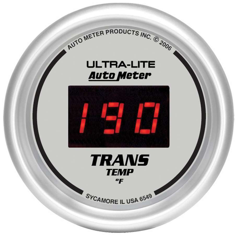 AutoMeter GAUGE, TRANS TEMP, 2 1/16", 340?F, DIGITAL, SILVER DIAL W/ RED LED