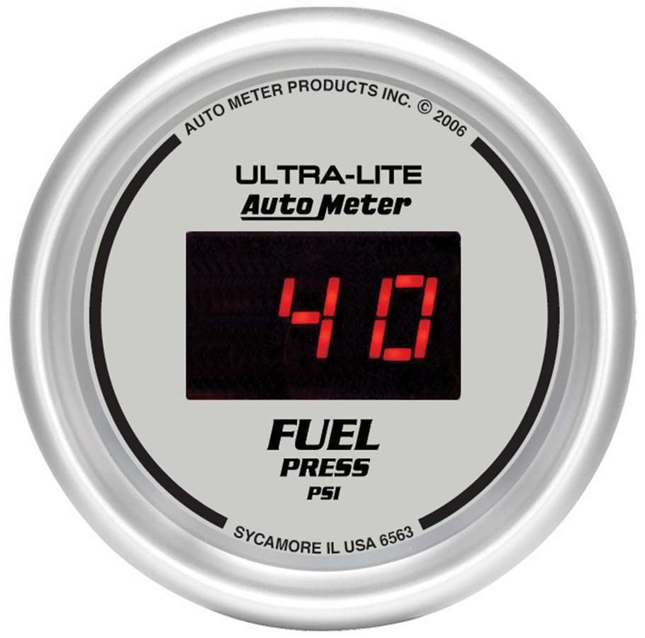 AutoMeter GAUGE, FUEL PRESSURE, 2 1/16", 100PSI, DIGITAL, SILVER DIAL W/ RED LED