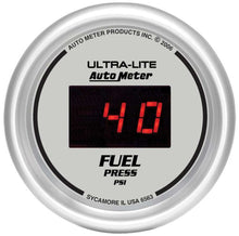 Cargar imagen en el visor de la galería, AutoMeter GAUGE, FUEL PRESSURE, 2 1/16&quot;, 100PSI, DIGITAL, SILVER DIAL W/ RED LED