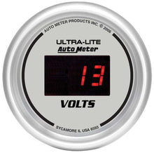 Load image into Gallery viewer, AutoMeter GAUGE, VOLTMETER, 2 1/16&quot;, 18V, DIGITAL, SILVER DIAL W/ RED LED