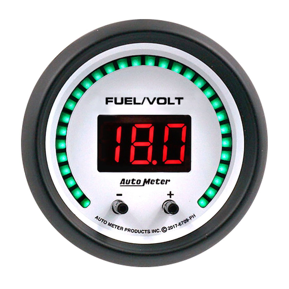 AutoMeter GAUGE, FUEL/VOLT, 2 1/16" TWO CHANNEL, SELECTABLE, PHANTOM ELITE DIGITAL