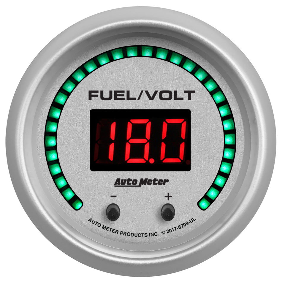 AutoMeter GAUGE, FUEL/VOLT, 2 1/16" TWO CHANNEL, SELECTABLE, ULTRA-LITE ELITE DIGITAL