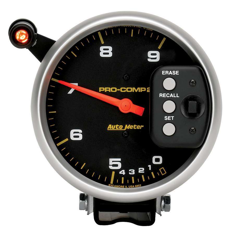 AutoMeter GAUGE, TACH, 5", 9K RPM, PEDESTAL DUAL RANGE W/ QUICK LITE & PEAK MEM, PRO-COMP