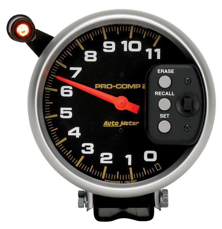 AutoMeter GAUGE, TACH, 5", 11K RPM, PEDESTAL W/ QUICK LITE & PEAK MEMORY, PRO-COMP