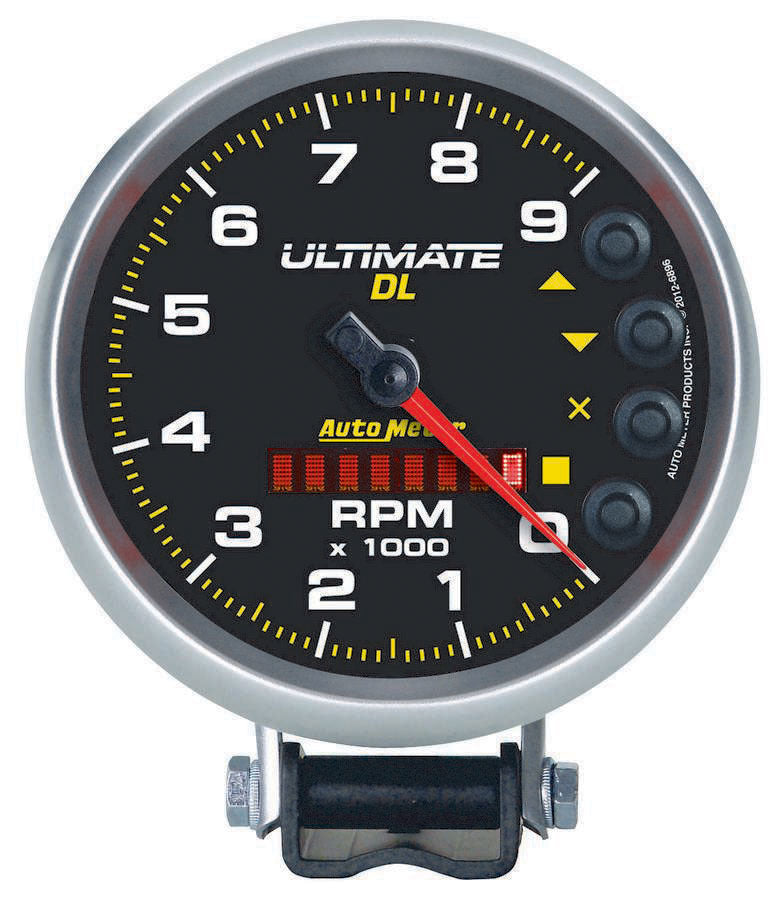 AutoMeter GAUGE, TACH, 5", 9K RPM, PEDESTAL, DATALOGGING, ULTIMATE DL PLAYBACK, BLACK