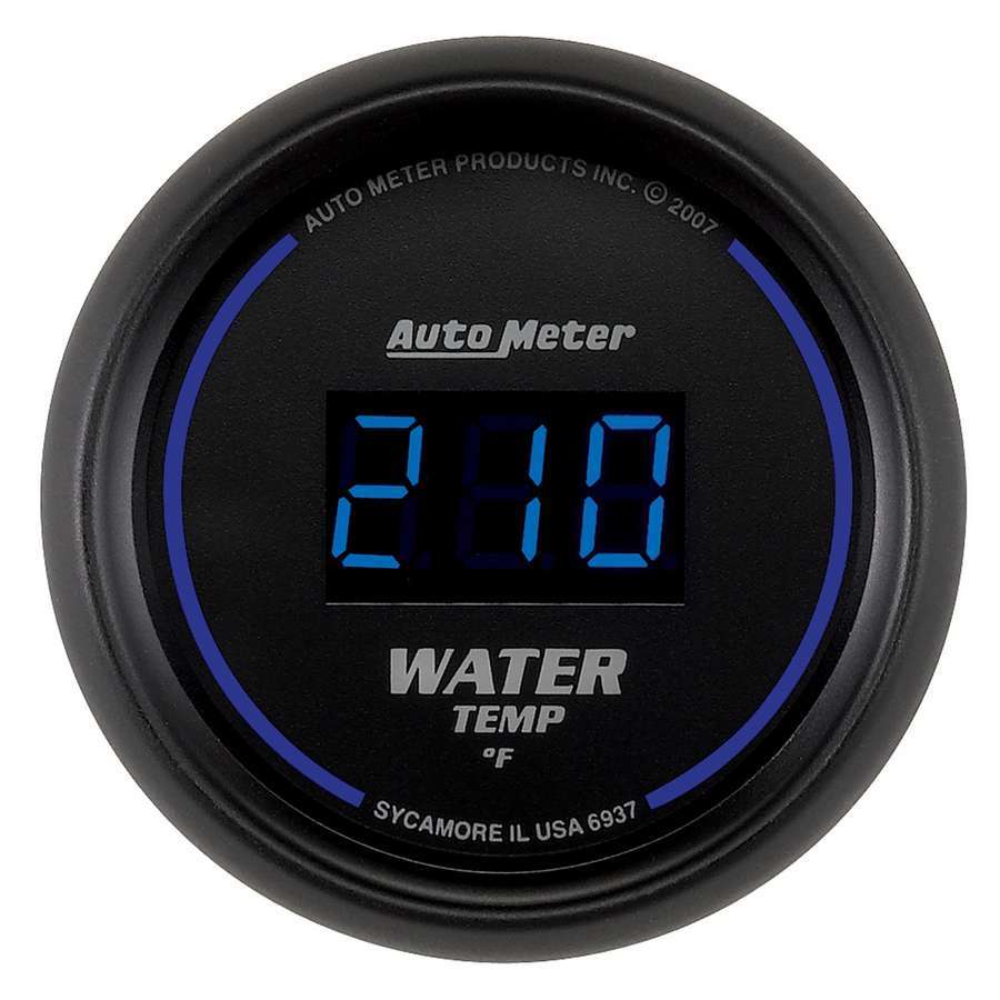 MEDIDOR DE TEMPERATURA DEL AGUA AutoMeter, 2 1/16", 340 °F, DIGITAL, ESFERA NEGRA CON LED AZUL