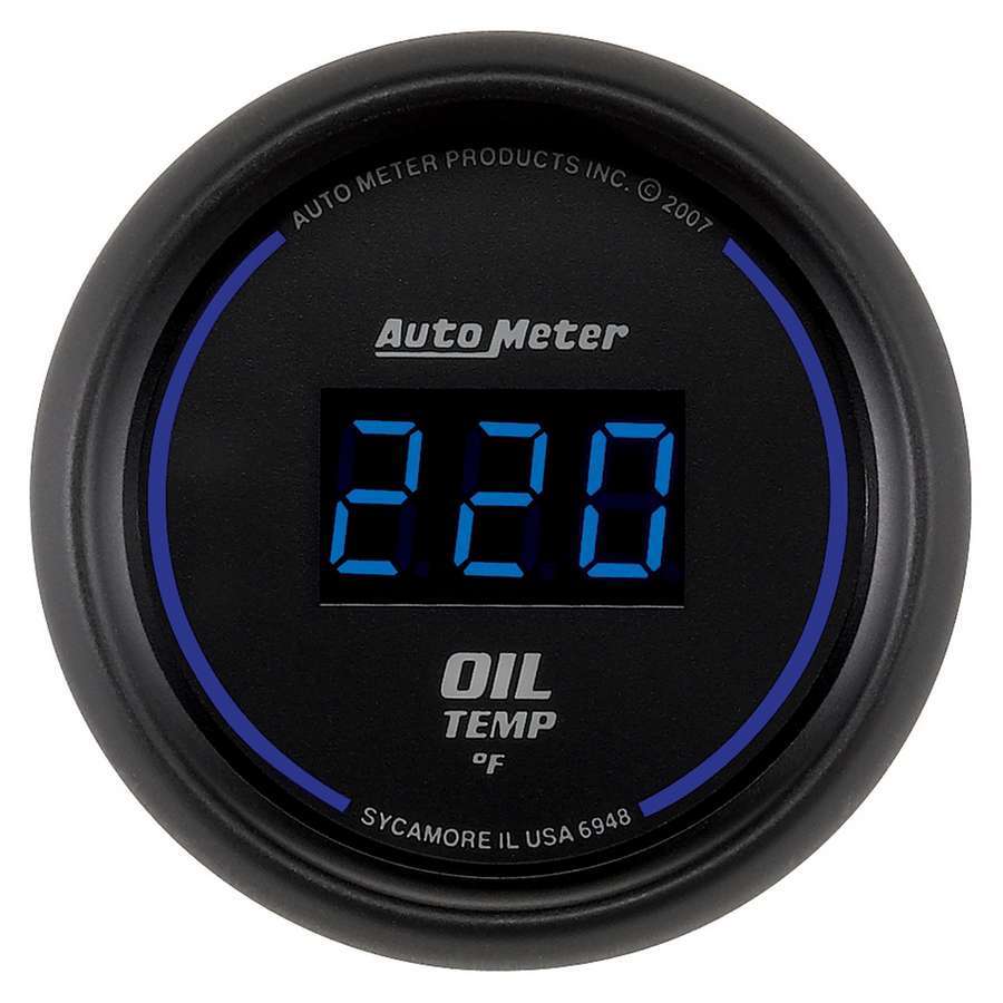 MEDIDOR DE TEMPERATURA DE ACEITE AutoMeter, 2 1/16", 340 °F, DIGITAL, ESFERA NEGRA CON LED AZUL