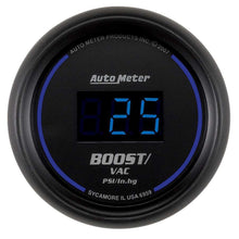 Cargar imagen en el visor de la galería, MANÓMETRO AutoMeter, VAC/BOOST, 2 1/16&quot;, 30 PULGADAS HG-30 PSI, DIGITAL, ESFERA NEGRA CON LED AZUL