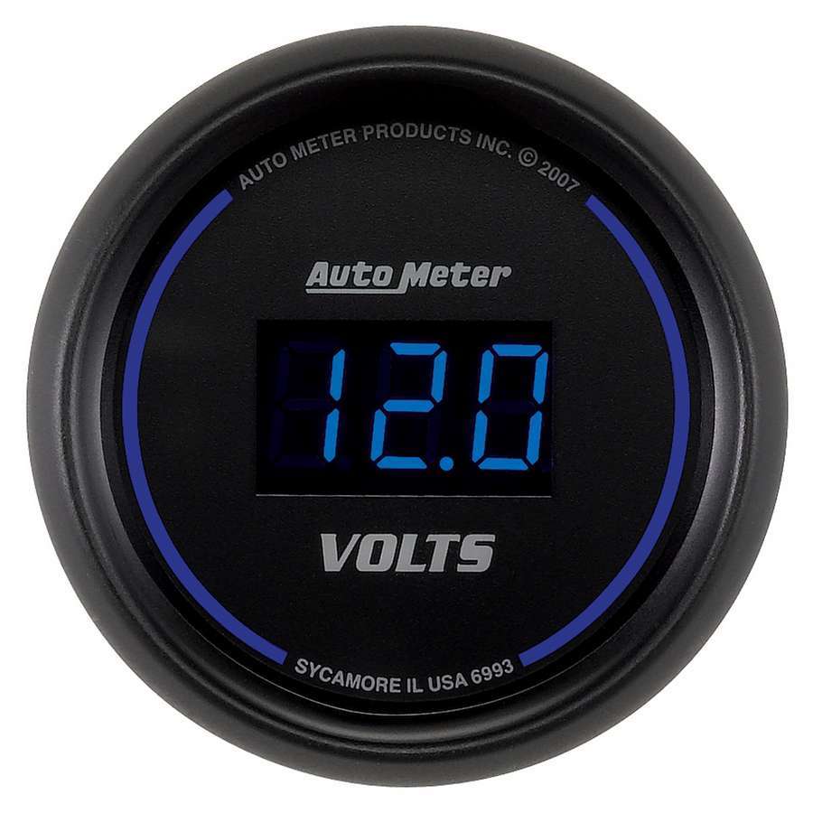 AutoMeter GAUGE, VOLTMETER, 2 1/16", 18V, DIGITAL, BLACK DIAL W/ BLUE LED