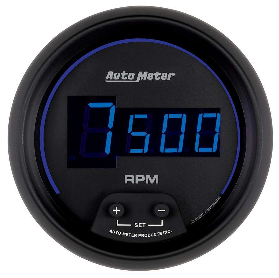 AutoMeter GAUGE, TACH, 3 3/8", 10K RPM, IN-DASH, DIGITAL, BLACK DIAL W/ BLUE LED