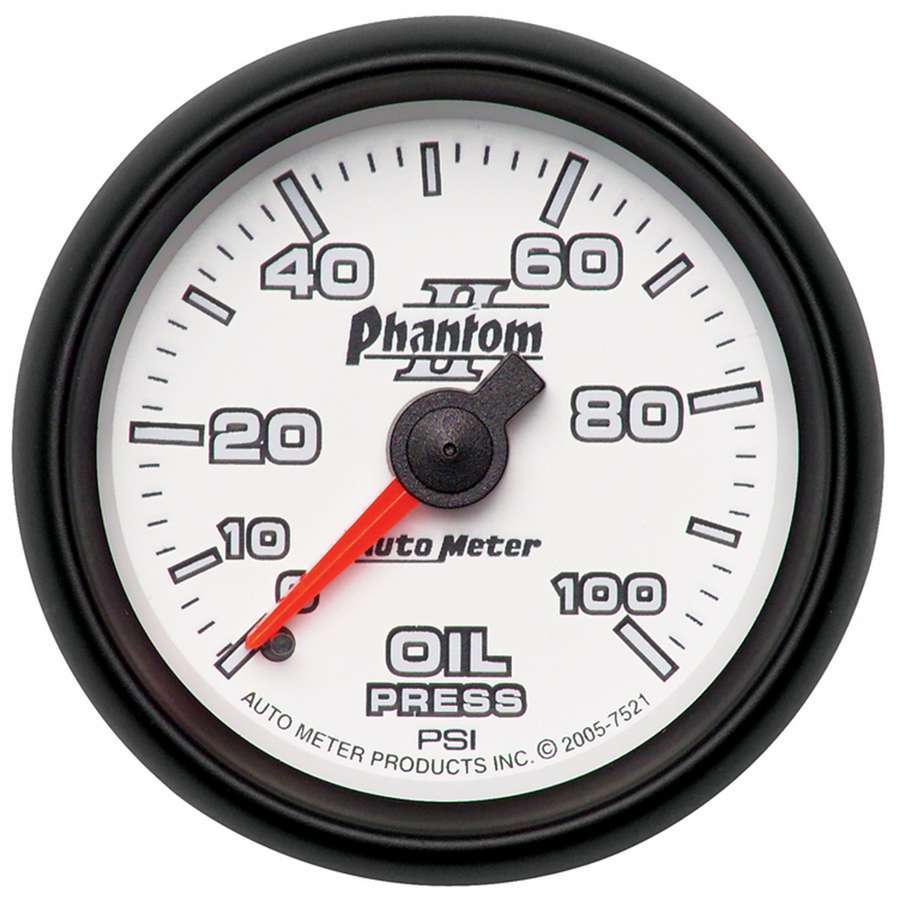 AutoMeter GAUGE, OIL PRESSURE, 2 1/16", 100PSI, MECHANICAL, PHANTOM II