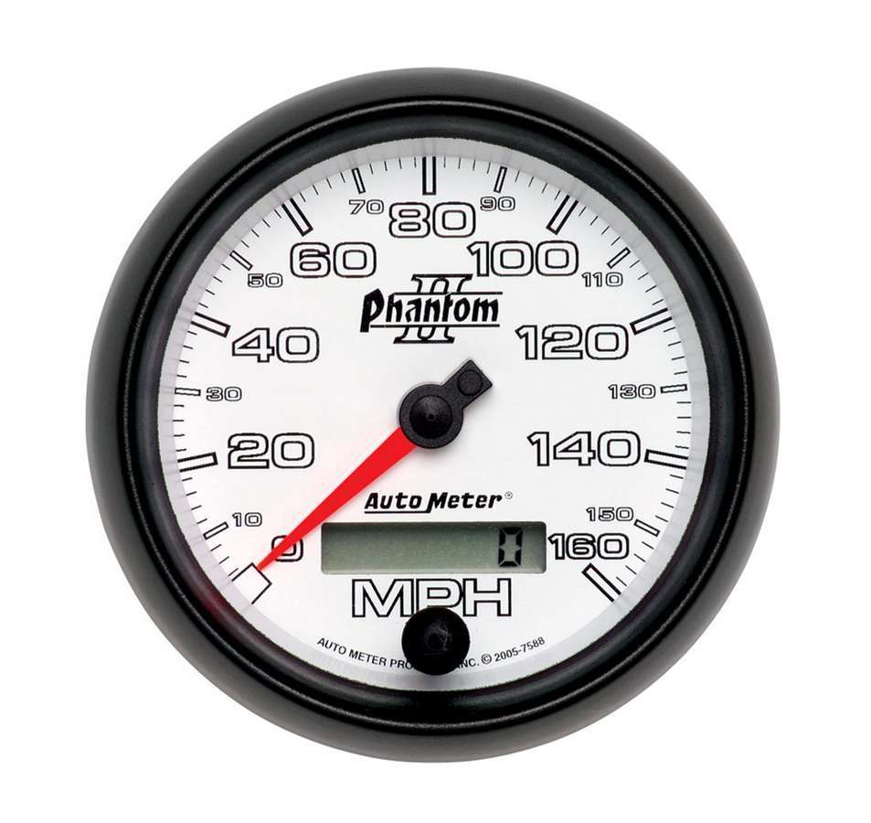 AutoMeter GAUGE, SPEEDOMETER, 3 3/8", 160MPH, ELEC. PROGRAMMABLE, PHANTOM II