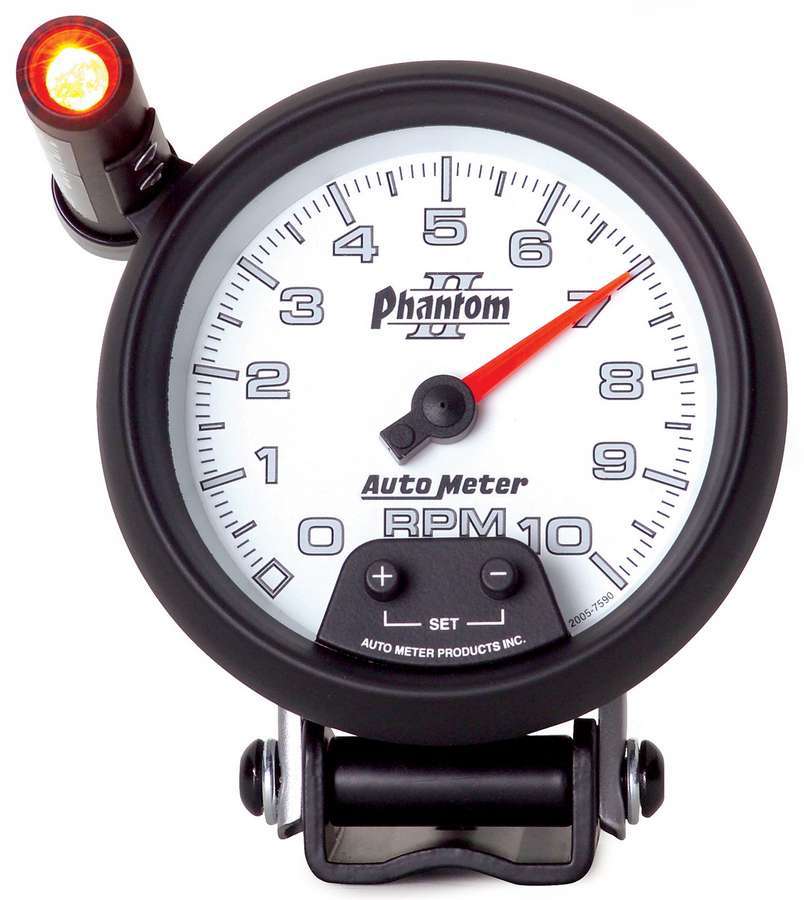 MEDIDOR TACÓMETRO AutoMeter, 3 3/4", 10 000 RPM, PEDESTAL CON EXT. QUICK-LITE, PHANTOM II