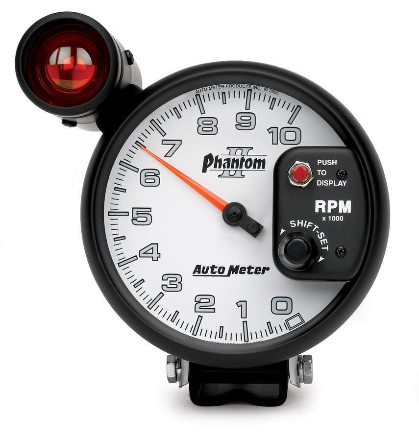 AutoMeter GAUGE, TACHOMETER, 5", 10K RPM, PEDESTAL W/ EXT. SHIFT-LITE, PHANTOM II