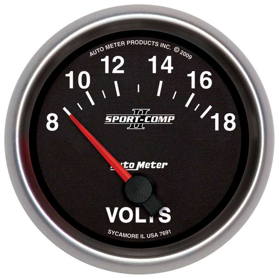 AutoMeter GAUGE, VOLTMETER, 2 5/8", 18V, ELECTRIC, SPORT-COMP II