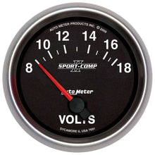 Load image into Gallery viewer, AutoMeter GAUGE, VOLTMETER, 2 5/8&quot;, 18V, ELECTRIC, SPORT-COMP II