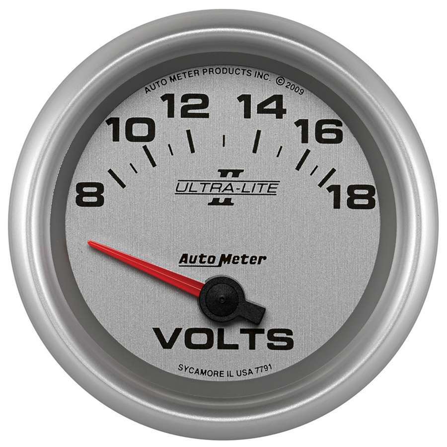 AutoMeter GAUGE, VOLTMETER, 2 5/8", 18V, ELECTRIC, ULTRA-LITE II