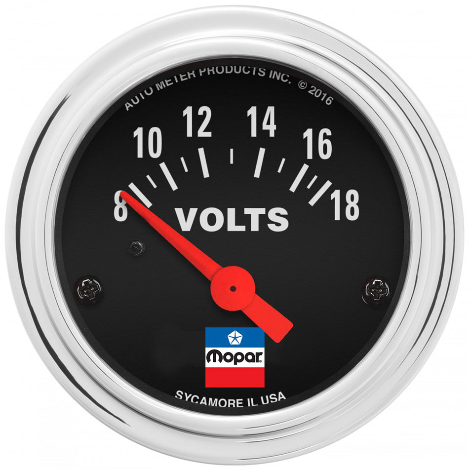 AutoMeter GAUGE, VOLTMETER, 2-1/16", 8-18 VOLTS, ELEC, MOPAR CLASSIC