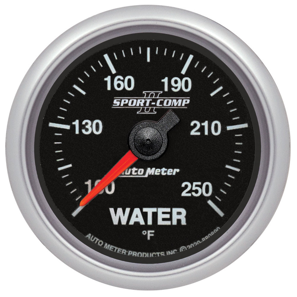 Indicador de temperatura del agua AutoMeter, 2 1/16", 100-250 °F, SPN 110, SPORT-COMP II