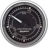 Indicador de vacío y presión de 30 HG/30 PSI AutoMeter2/16 Chrono Chrome