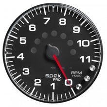 Load image into Gallery viewer, AutoMeter GAUGE, TACHOMETER, 5&quot;, 11K RPM, W/SHIFT LIGHT &amp; PEAK MEM, BLACK/BLACK, SPEK-PRO