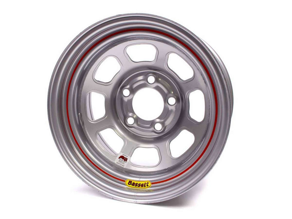 Bassett 15X8 IMCA Wheel D-Hole Silver 5x5