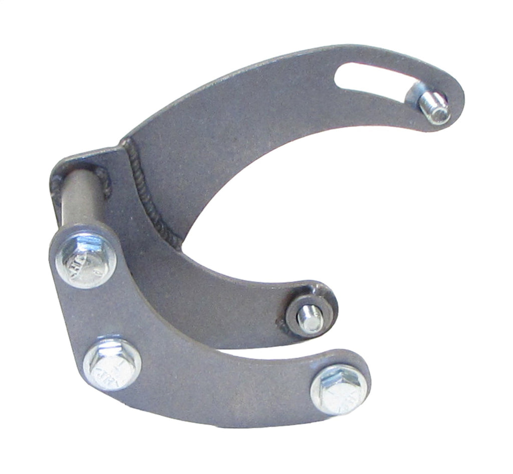 Borgeson Power steering pump bracket. Natural steel. Fits SBC with short water pump.