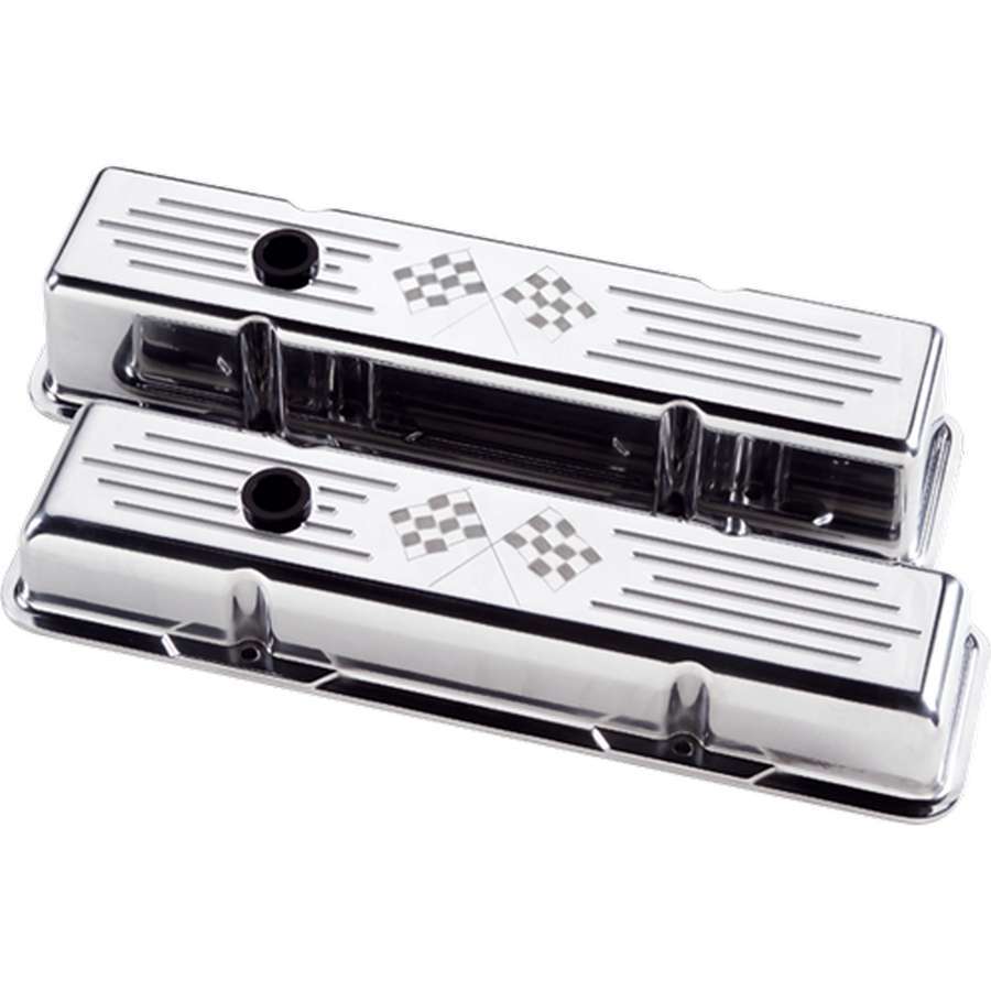 Billet Specialties SBC Short Checkered Flag Valve Covers