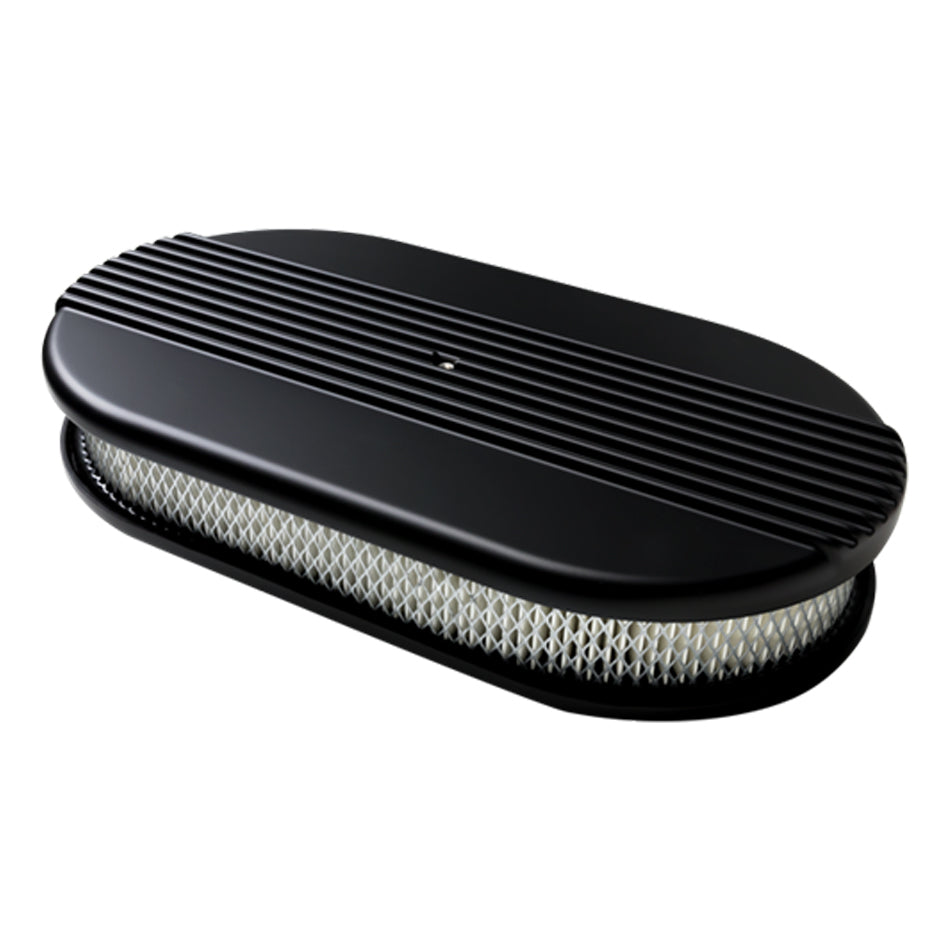 Billet Specialties Air Cleaner Large Oval Ribbed Black