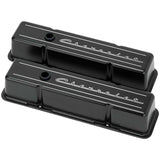 SBC Tall Valve Covers Chevrolet Script Black