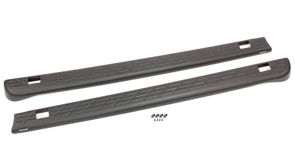 Truck Bed Rail Caps Set for Fullsize Pickup - OE Style, Stick-On, Black (Pair)