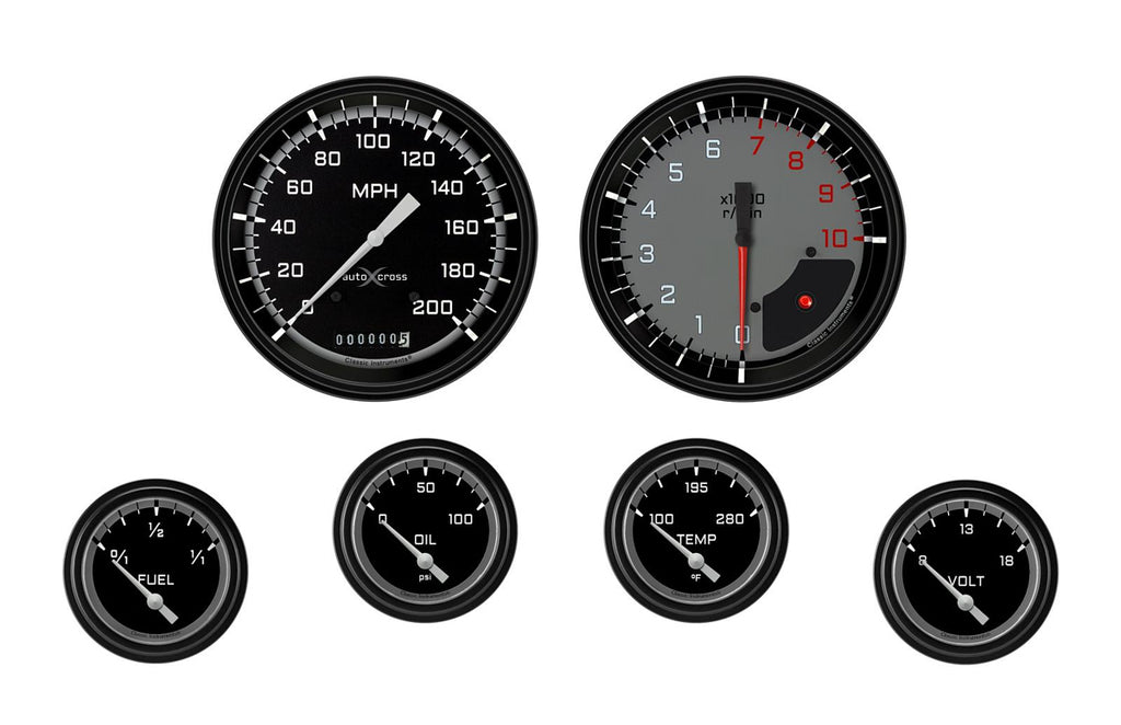 Juego de calibres 6 para autocross de Classic Instruments, gris, de 2-5/8 de barrido corto