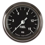 Classic Instruments Hot Rod Fuel Pressure 15 PSI 2-1/8 Full Sweep