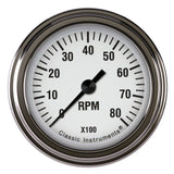 Classic Instruments White Hot Tachometer 2-1/8 Full Sweep