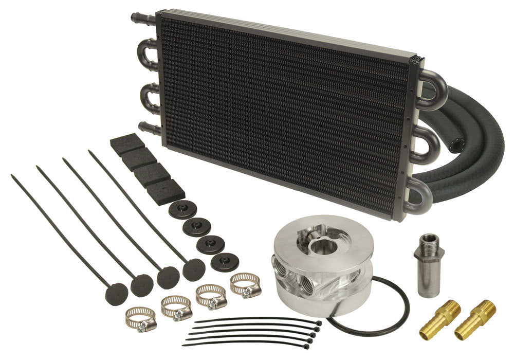 Derale 6 Pass Series 7000 Aluminum/Copper GM V8 Engine Oil Cooler Kit Sandwich Adapter