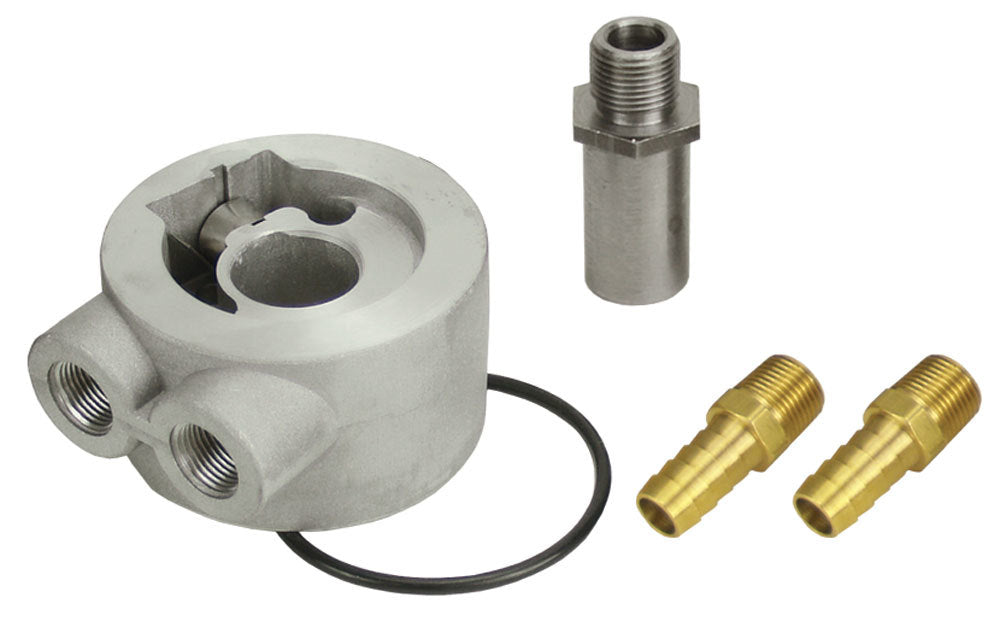 Derale Thermostatic Sandwich Adapter Kit with 3/8" NPT Ports and 3/4"-16 Filter Thread