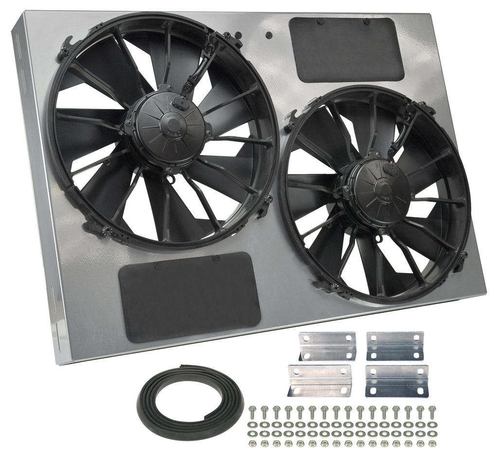 Derale Powerpack - High Output Dual 12" Electric RAD Fan/Powder coated Steel Shroud Kit