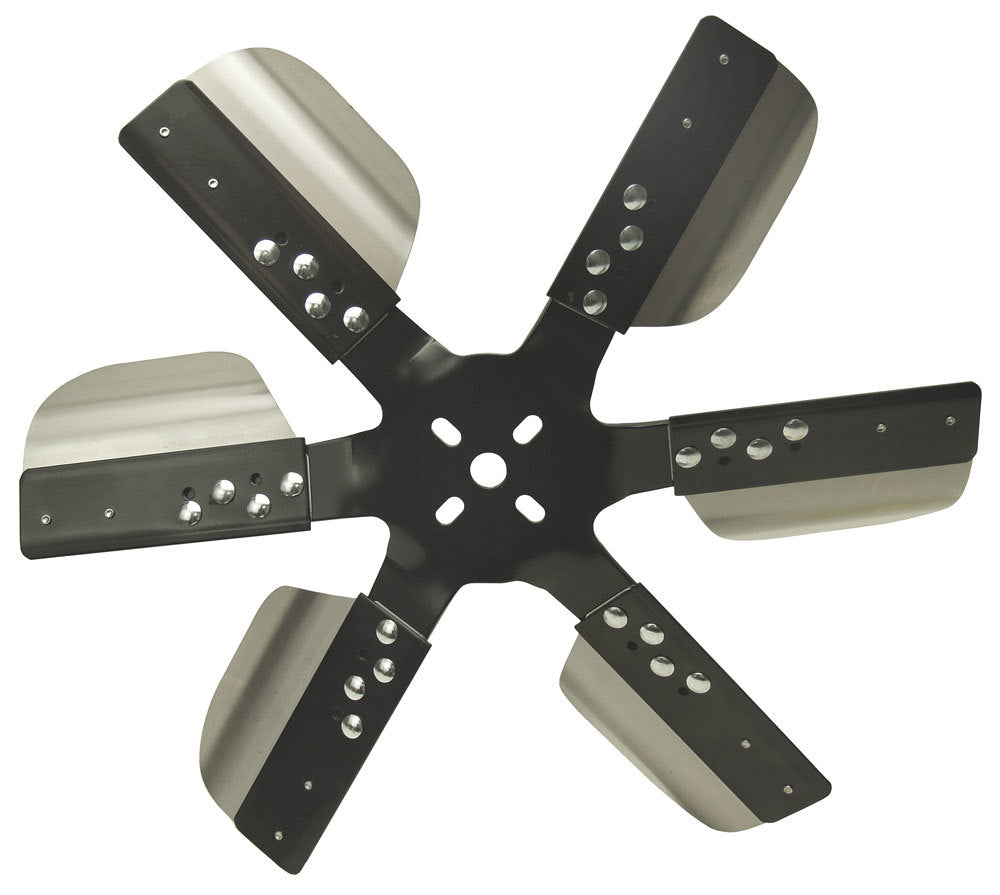 Derale 17" Heavy Duty Stainless Steel Reverse Rotation Flex Fan, Black Hub