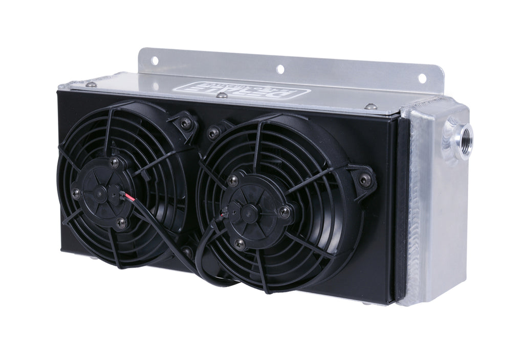 Enfriador de líquido remoto Derale Hi-Flow Racing de 11 filas con ventiladores dobles, junta tórica de 7/8-14 UNF