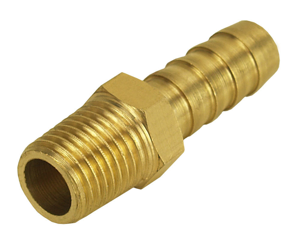 Derale Straight Hose Barb Fitting, 1/4" NPT Male x 3/8" Barb, Each