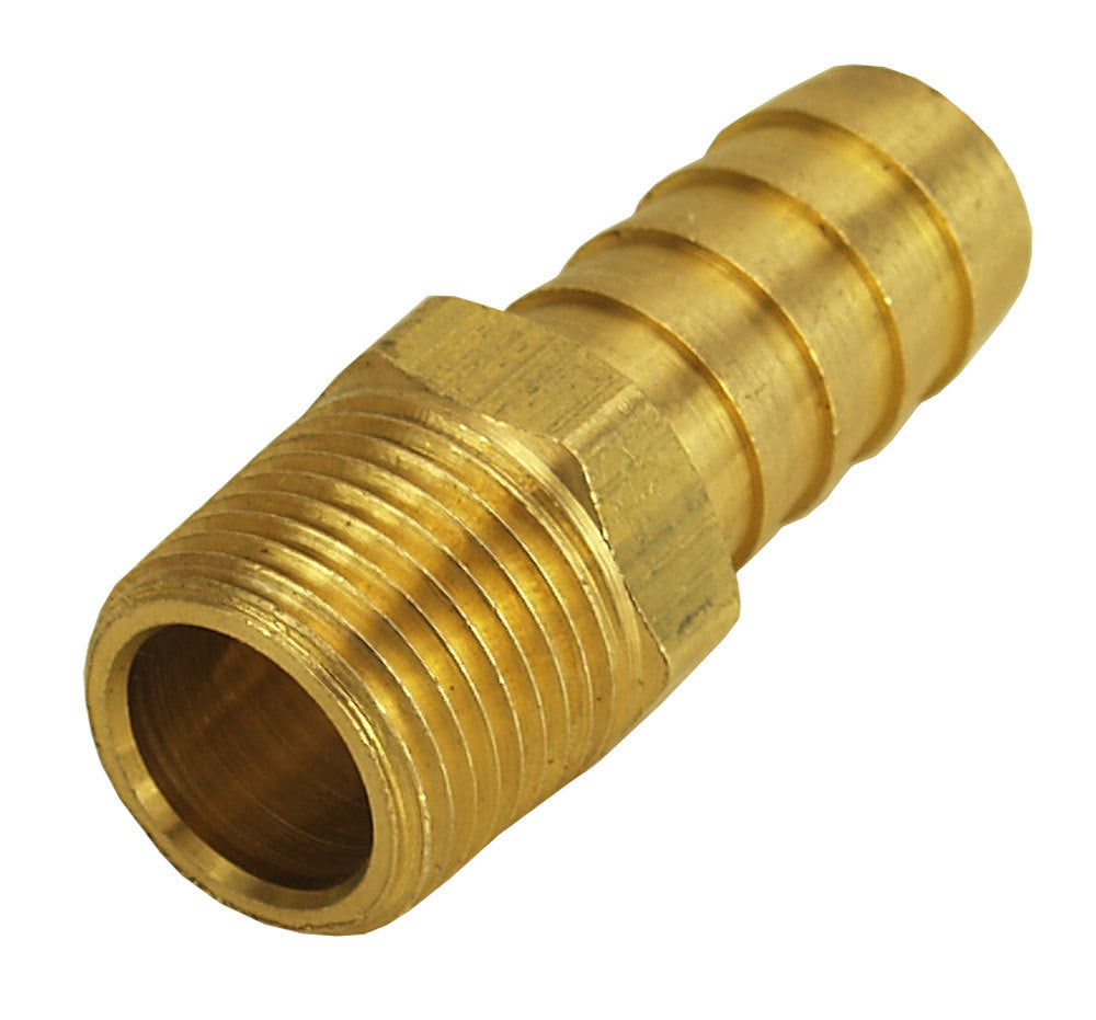 Derale Straight Hose Barb Fitting, 3/8" NPT Male x 1/2" Barb, Each