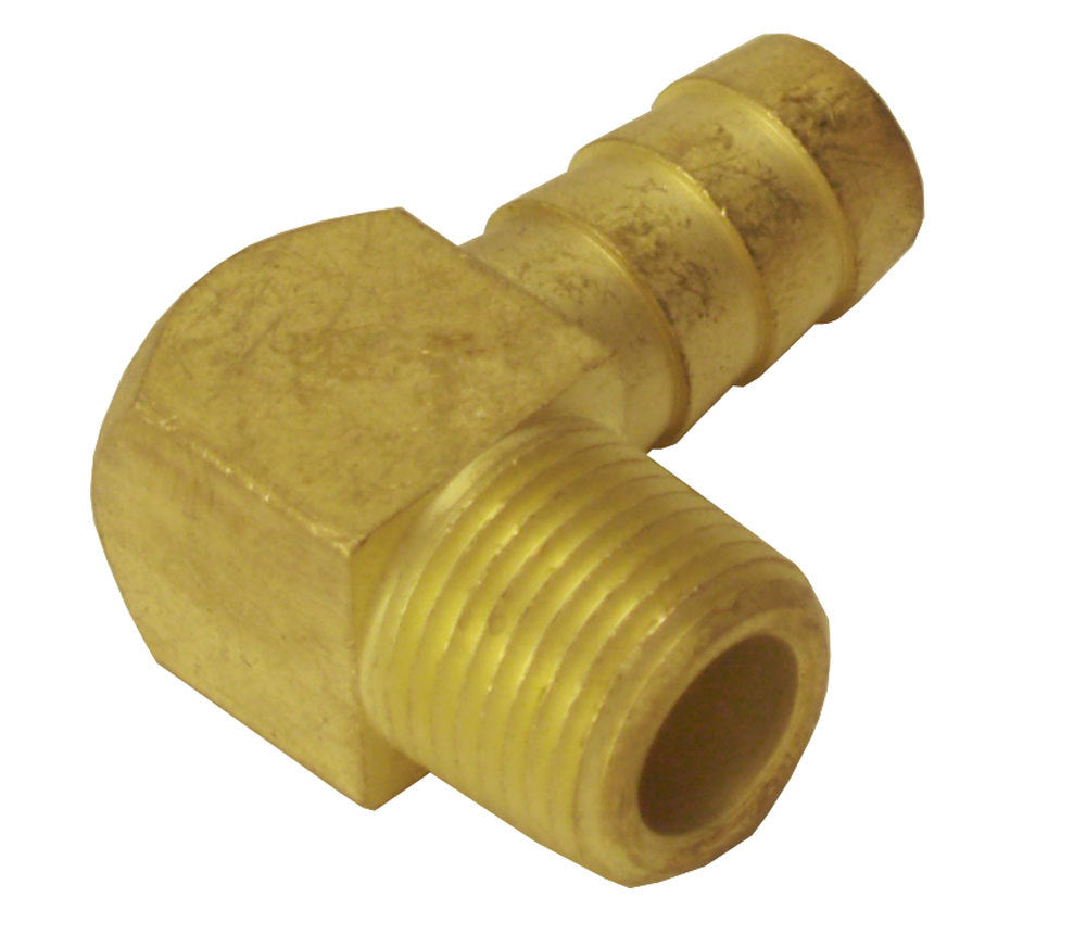 Derale 1/2" NPT Male x 1/2" Barb 90° Hose Fitting, Each