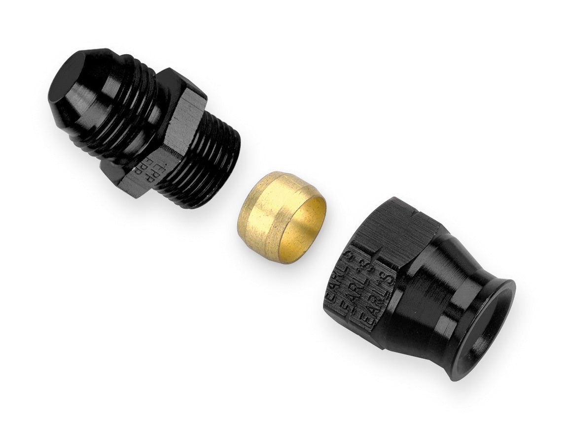 Earl's Performance #6 Male to 3/8in Alum Tubing Adapter Black