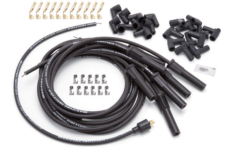 Juego de cables para bujías de fuego Edelbrock Max con fundas flexibles de nailon, color negro