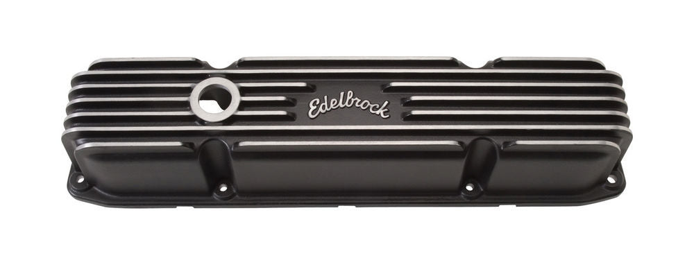 V/C con aletas clásicas Edelbrock BBM, color negro